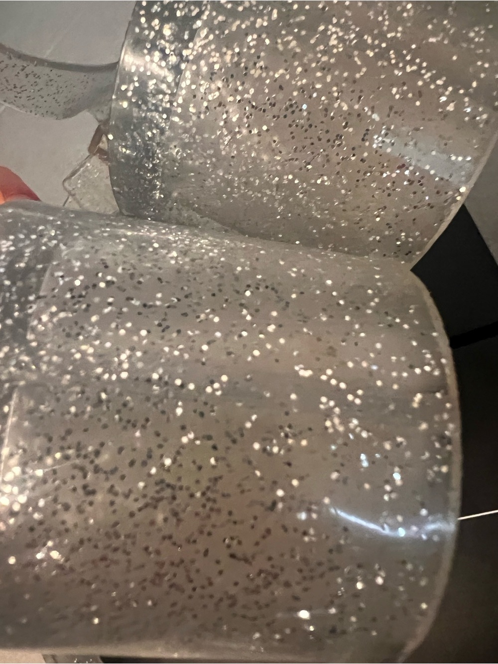 Clear Silver Glitter Jelly Heeled Sandals - Y2K Platform Chunky Sparkle Sandals - Picture 11 of 16